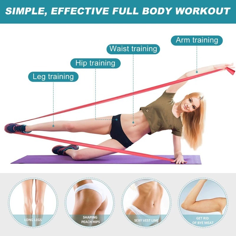 天然ラテックス製レジスタンスバンド、ヨガ、ピラティス、ホーム - Yoga Fitness Resistance Band のレビューと価格