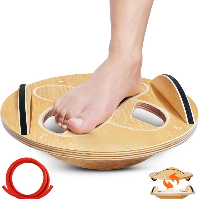 木製フィットネスバランスボード 大人用フットトレーナーペダル - Yoga Fitness Training のレビューと価格